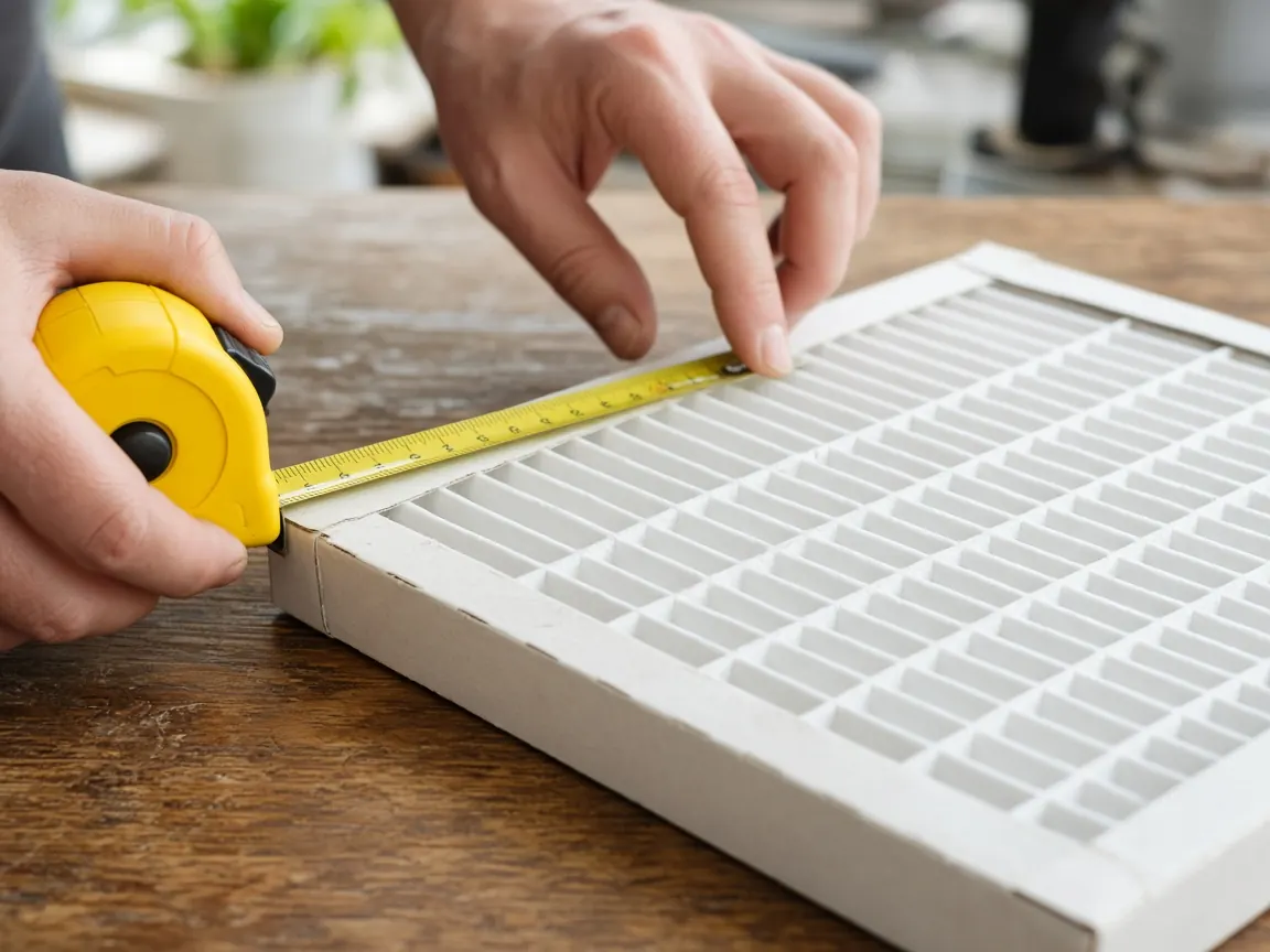 Measuring an air filter with a tape measure